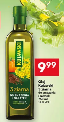 Olej 3 ziarna do smażenia i sałatek Kujawski promocja w LEWIATAN