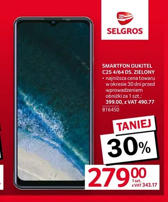Smartfon Oukitel C25 4/64 DS. zielony promocja w Selgros