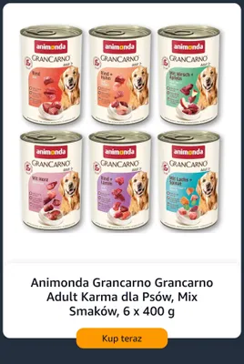 Animonda GranCarno Adult karma dla psów mix smaków 6-pak promocja w Amazon