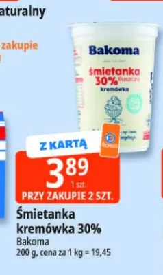Śmietanka kremówka 30% Bakoma promocja w Leclerc