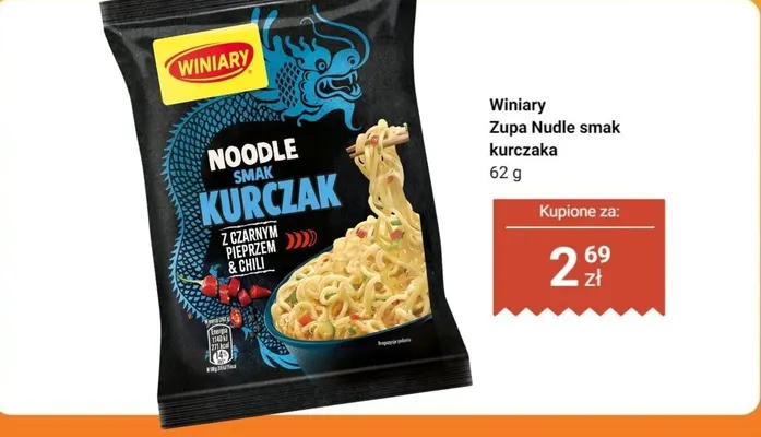 Zupa Nudle Winiary smak kurczaka promocja w Dino