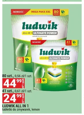 Tabletki do zmywarek Ludwik All in 1 lemon promocja w Merkury Market