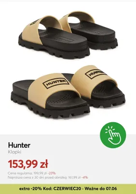 Klapki Hunter promocja w eobuwie.pl
