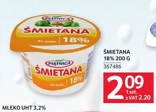 Śmietana 18% Piątnica promocja w Selgros