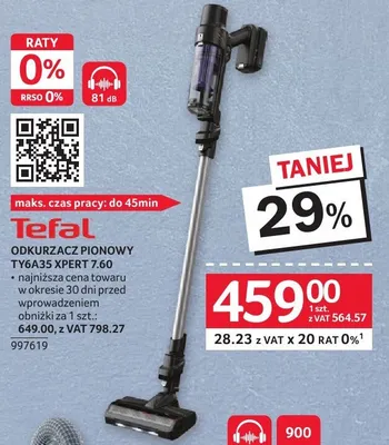 Odkurzacz pionowy TEFAL TY6A35 XPERT 7.60 promocja w Selgros
