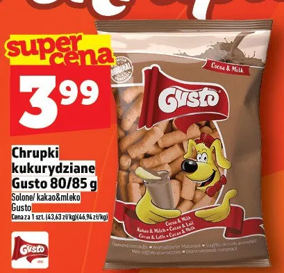 Chrupki kukurydziane Gusto 80/85g promocja w TOPAZ