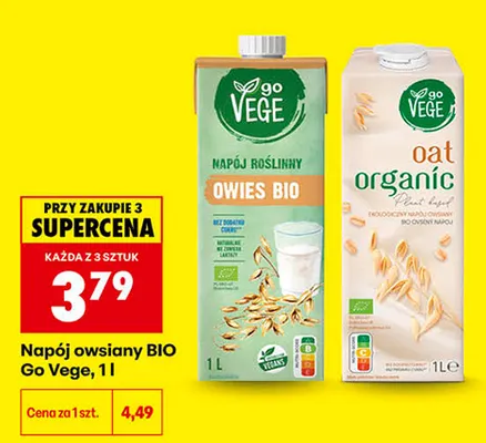 Napój owsiany BIO Go Vege promocja w Biedronka