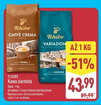Kawa ziarnista Tchibo Caffè Crema Intense promocja w Aldi