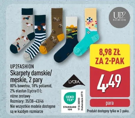 Skarpety damskie/męskie, 2 pary promocja w Aldi