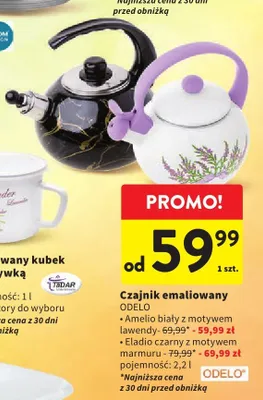 Czajnik emaliowany Odelo Amelio biały z motywem lawendy promocja w Intermarche