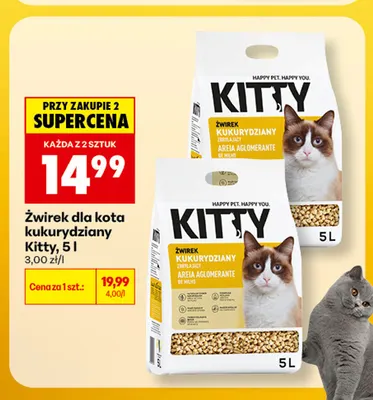 Żwirek dla kota kukurydziany Kitty promocja w Biedronka