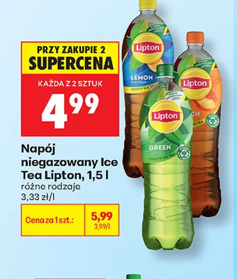 Napój niegazowany Ice Tea Lipton Peach promocja w Biedronka