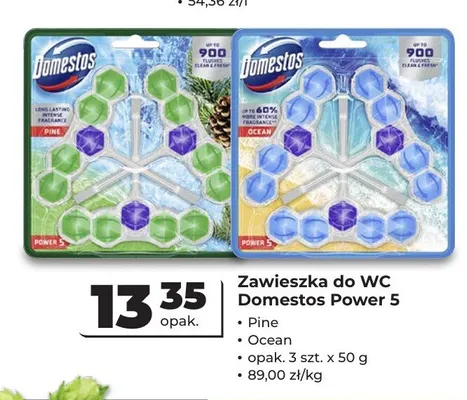 Zawieszka do WC Domestos Power 5 Pine 3-pak 50g promocja w Odido