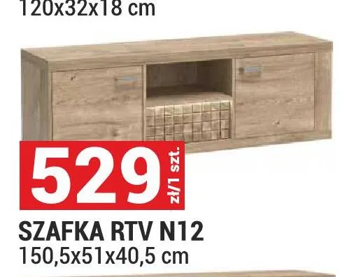 Szafka RTV System Natural N12 kratka Ribbeck 150,5x51x40,5cm promocja w Merkury Market