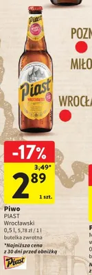 Piwo Piast Wrocławski promocja w Intermarche