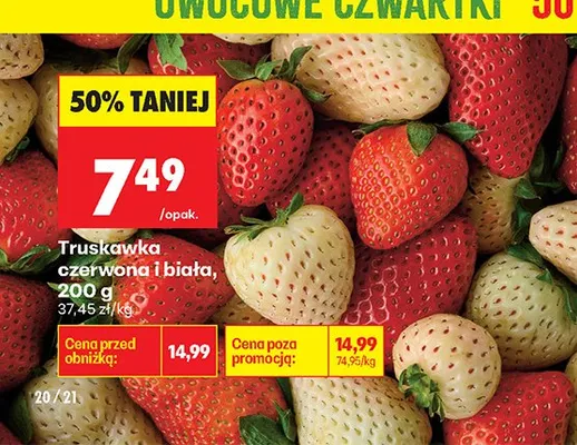Truskawka czerwona i biała promocja w Biedronka