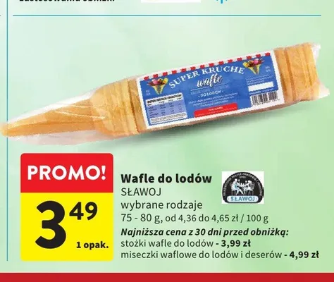 Miseczki waflowe do lodów i deserów Sławoj promocja w Intermarche