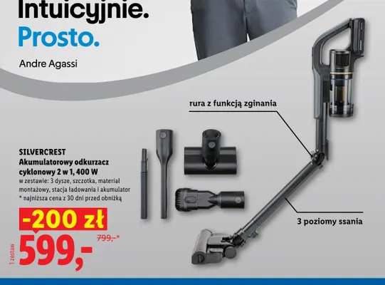 Akumulatorowy odkurzacz cyklonowy 2 w 1 400W Silvercrest promocja w Lidl