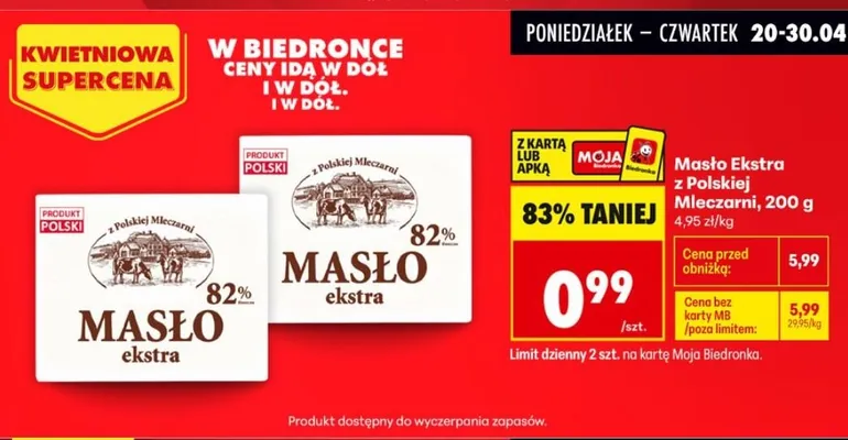 Masło ekstra z Polskiej Mleczarni promocja w Biedronka