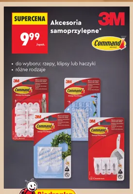 Akcesoria samoprzylepne klipsy Command promocja w Biedronka