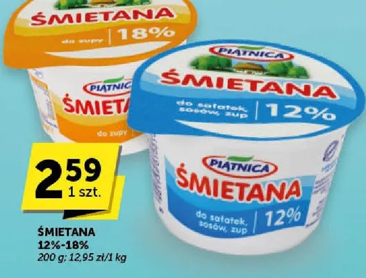 Śmietana 12%-18% promocja w Euro Sklep