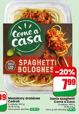 Danie spaghetti bolognese Come a Casa promocja w Dino