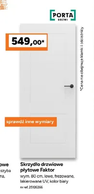 Skrzydło drzwiowe płytowe Porta Faktor promocja w Bricoman