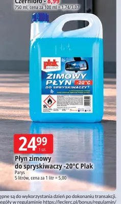 Płyn zimowy do spryskiwaczy -20°C Plak promocja w Leclerc