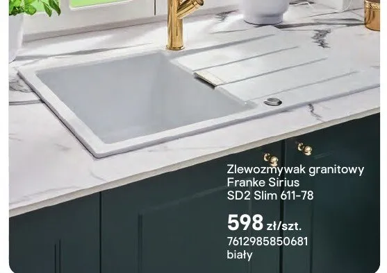 Zlewozmywak granitowy Franke Sirius SD2 Slim 611-78 biały promocja w Castorama