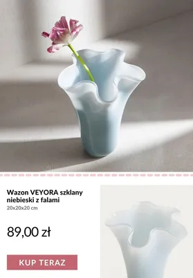 Wazon Veyora szklany niebieski z falami 20x20x20 cm promocja w Homla