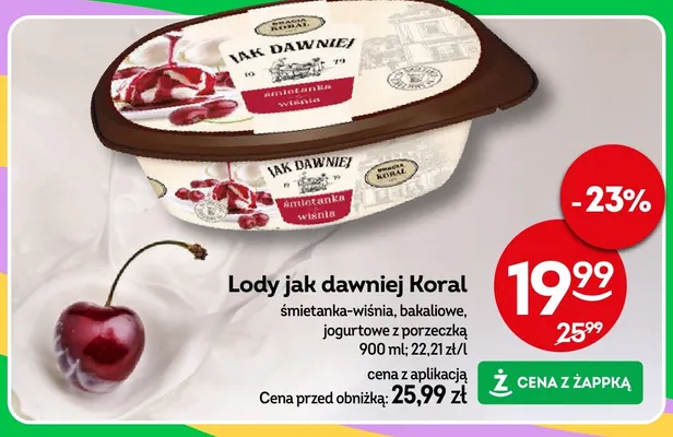 Lody jak dawniej jogurtowe z porzeczką promocja w Żabka