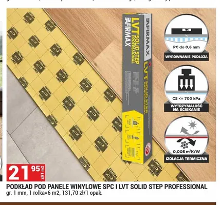 Podkład pod panele winylowe SPC i LVT Afirmax Solid Step Professional promocja w Merkury Market