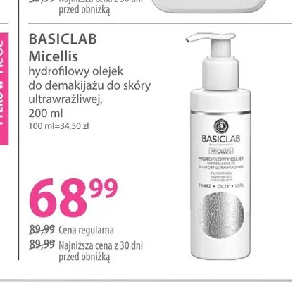 Hydrofilowy olejek do demakijażu BasicLab Micellis promocja w Hebe