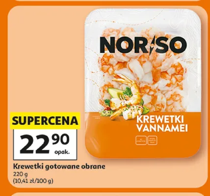 Krewetki gotowane obrane Noriso Krewetki Vannamei promocja w Auchan