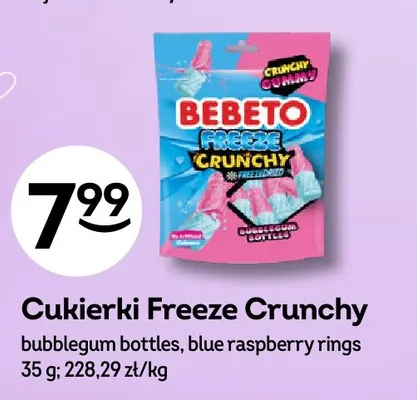 Cukierki Freeze Crunchy bubblegum bottles Bebeto promocja w Żabka