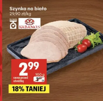 Szynka na biało Kabanos promocja w Delikatesy Centrum