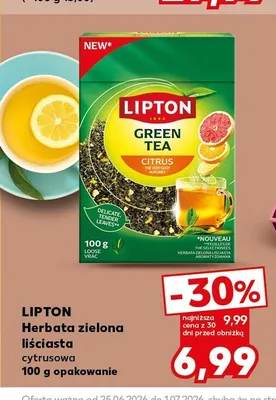Herbata zielona liściasta Lipton Green Tea Citrus promocja w Kaufland
