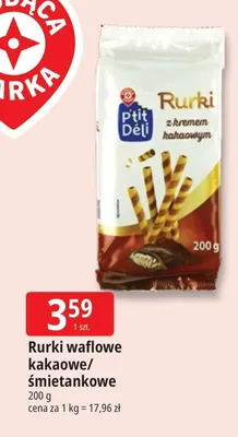 Rurki waflowe kakaowe P'tit Déli promocja w Leclerc