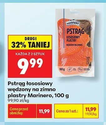 Pstrąg łososiowy wędzony na zimno plastry Marinero promocja w Biedronka