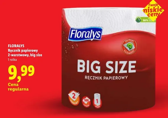 Ręcznik papierowy Floralys 2-warstwowy Big Size promocja w Lidl