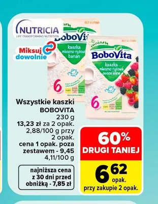Kaszka mleczno-ryżowa owoce leśne BoboVita promocja w Carrefour
