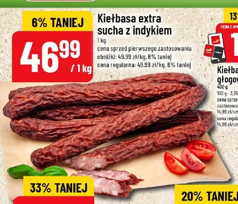 Kiełbasa extra sucha z indykiem promocja w POLOmarket