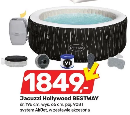 Jacuzzi Hollywood BESTWAY śr. 196cm wys. 66cm poj. 908l promocja w Bricomarche