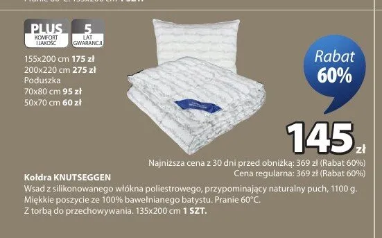 Kołdra KNUTSEGGEN 135x200 cm promocja w Jysk