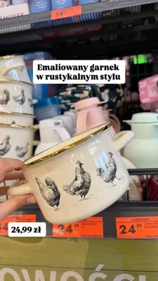 Emaliowany garnek w rustykalnym stylu Biedronka promocja w Biedronka