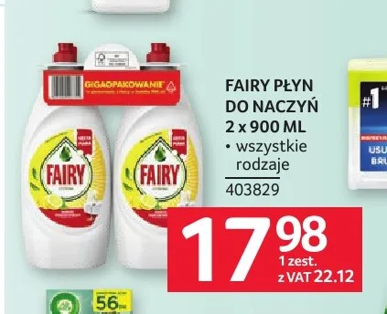 Płyn do naczyń Fairy 2-pak 900 ml promocja w Selgros