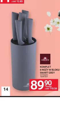 Komplet 6 noży w bloku Smart Grey GERLACH promocja w Selgros