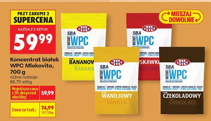 Koncentrat białek WPC bananowy promocja w Biedronka