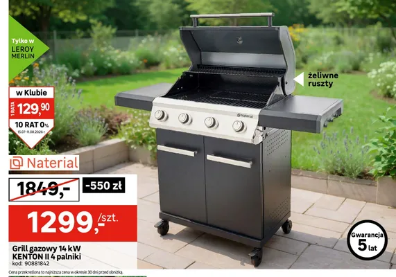 Grill gazowy Naterial Kenton II 4 palniki promocja w Leroy Merlin