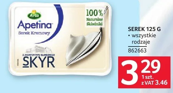 Serek Apetina Skyr 125 g wszystkie rodzaje promocja w Selgros